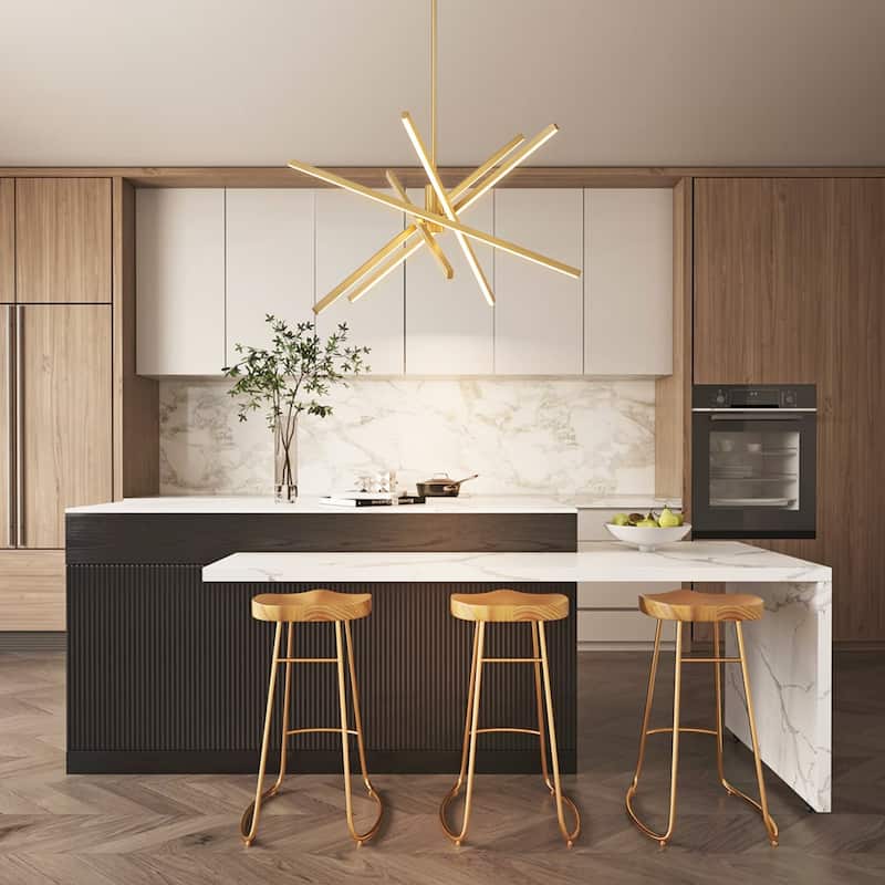 5-Light Modern Sputnik Linear Pendant Lights Integrated LED Kitchen Island Lighting