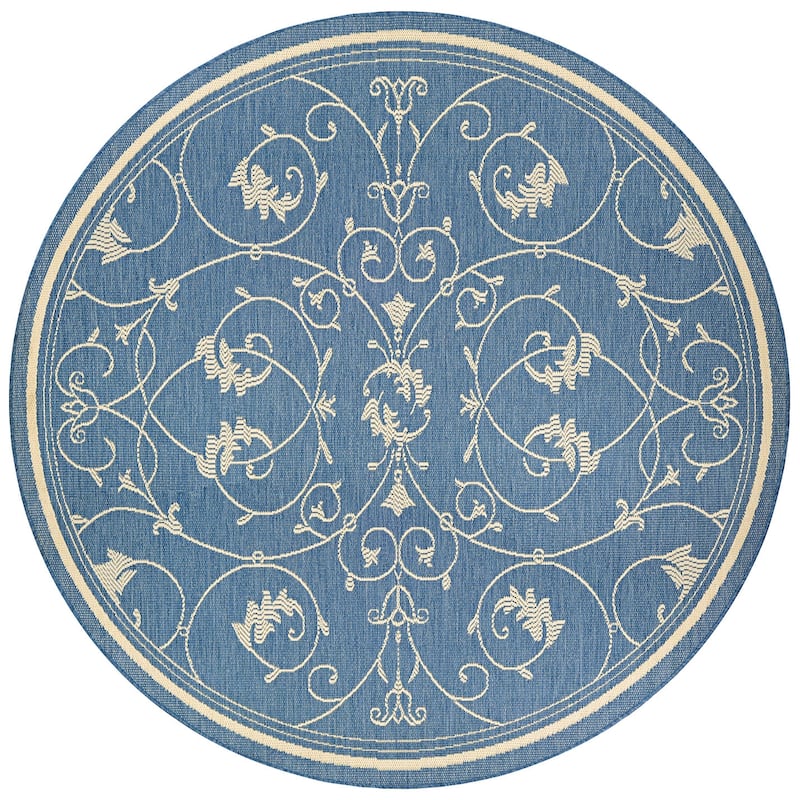 Dream Decor Rugs Pergola Savannah Indoor Outdoor Area Rug - 7'6" Round - Light Blue