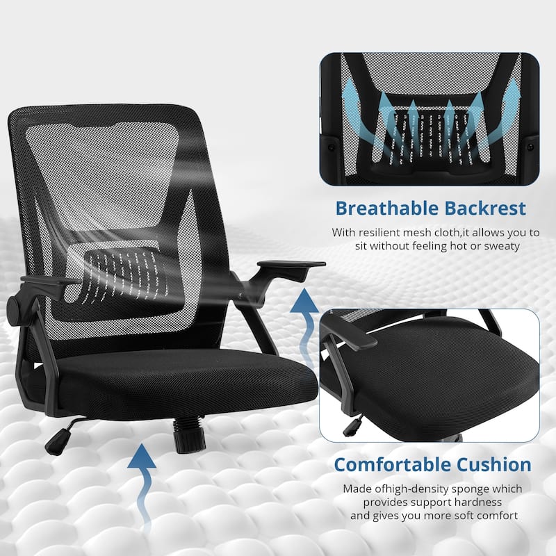 VECELO Translucent Mesh Office Chair with 360° Swivel Adjustable Height 90° Lifting Armrests for Home Office & Gaming Chair