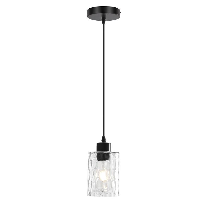 1-Light Kitchen Island Textured Clear Glass Pendant