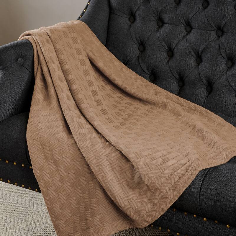 Superior Basketweave All-Season Bedding Cotton Blanket - California King - Taupe