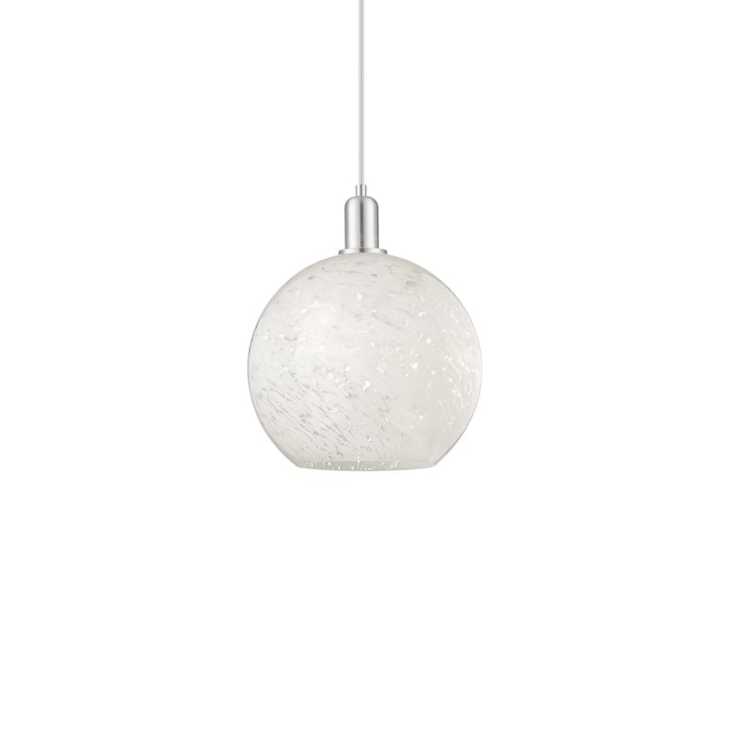 Innovations Lighting 716-1P-15-12 White Mouchette Pendant White - Brushed Satin Nickel / White Mouchette