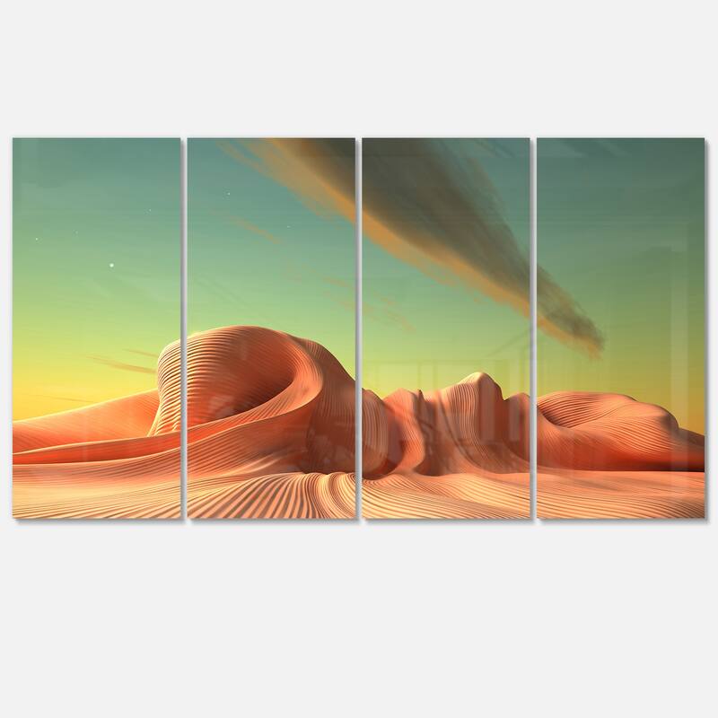 Designart '3D Alien World Surreal Fantasy' Contemporary Metal Wall Art - 48 in. wide x 28 in. high - 4 panels