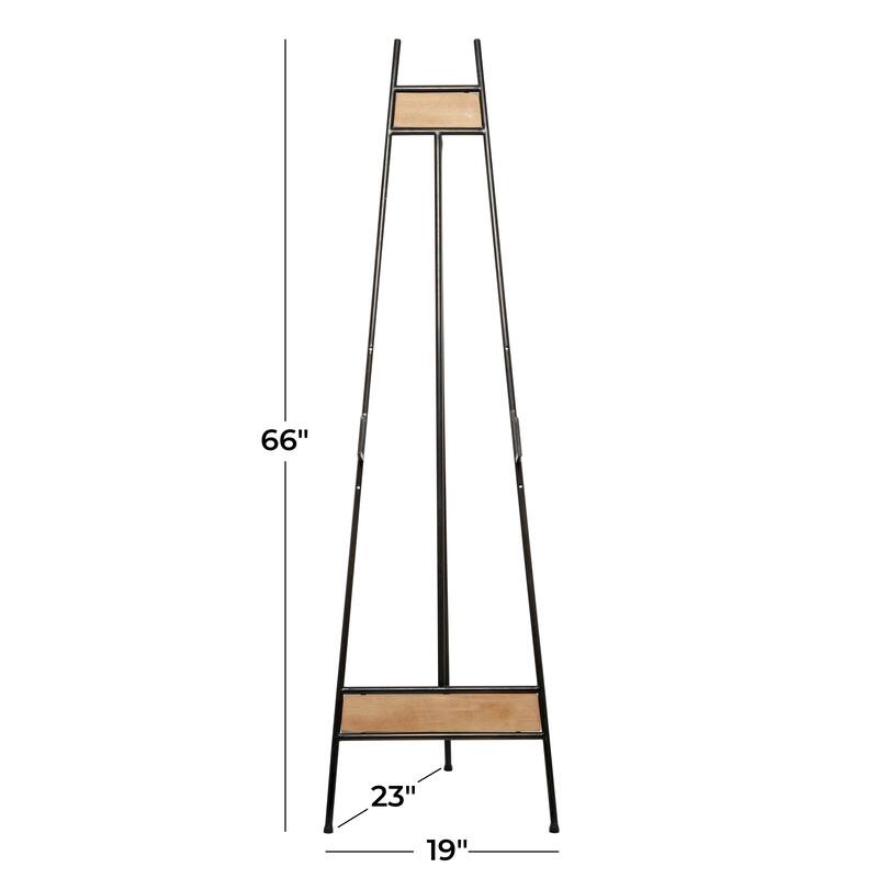 Black Metal Extra Large Free Standing Adjustable Display Stand Easel with Chain Support and Wood Accents