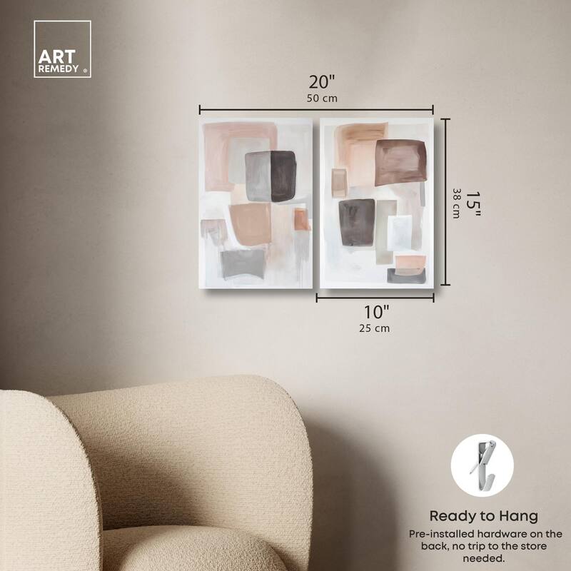 Soft Shapes Set Canvas Set of 2 by Art Remedy, Gallery Wrapped