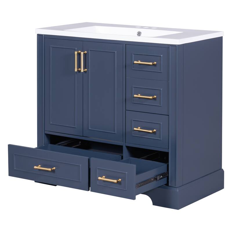 36-inch Traditional Bathroom Vanity with Four Drawers