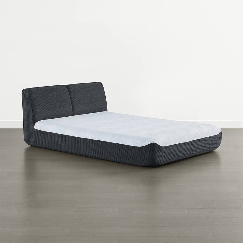 Spruce & Spring Modern All-in-One Queen Upholstered Bed, No-Assembly Foam Bed for Small Spaces