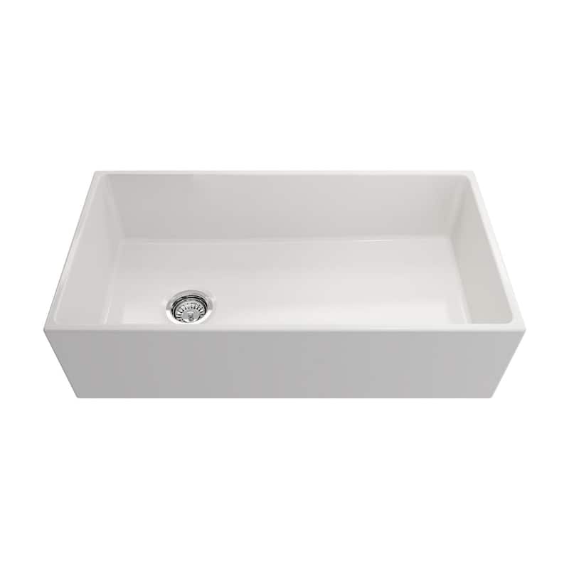 Crestwood 36" Modern Single Bowl Apron Fireclay Sink - White - White