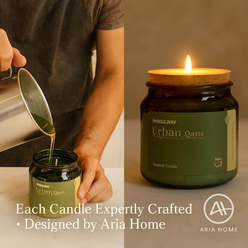 3 Oz Forest Scent Fancy Candle Set of 2 in Green Glass Jar