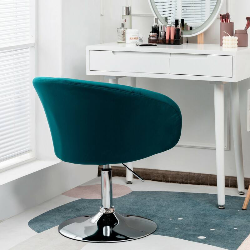 Gymax Modern Velvet Chair Height Adjustable Bar Stool Swivel Makeup - See Details