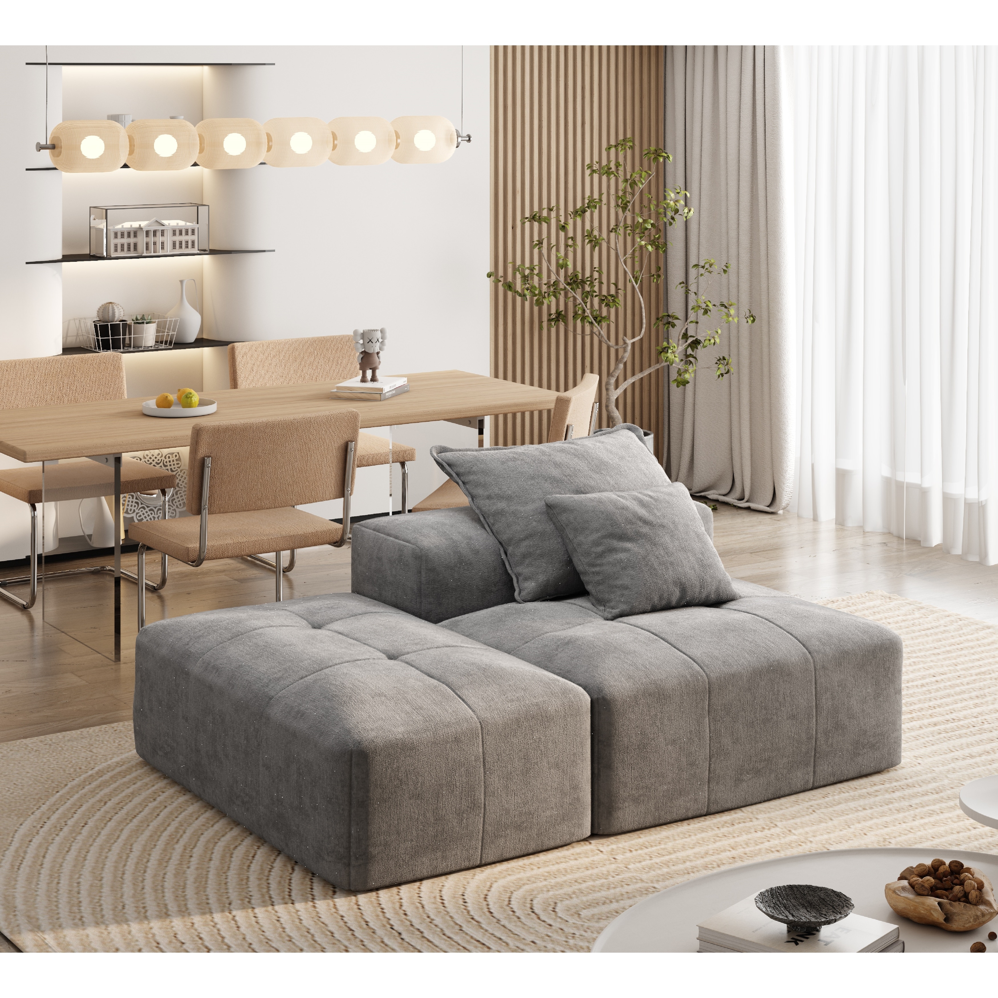 Modern Oversized Modular Sectional Sofa Sparkling Chenille Fabric Soft Cushion DIY Combination No Assembly