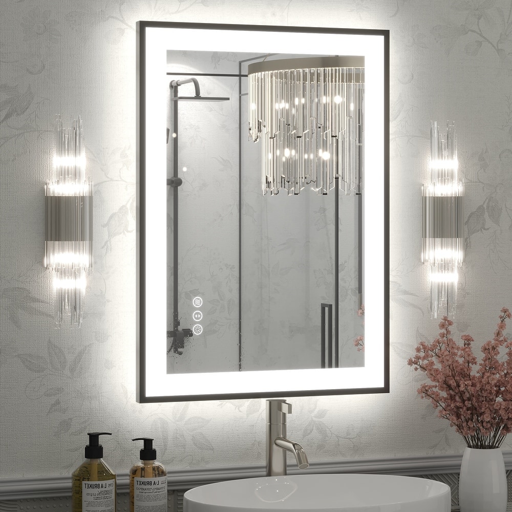 Extra Large Black Frame LED Bathroom Vanity Mirror with 3 Years Warranty and UL Certified