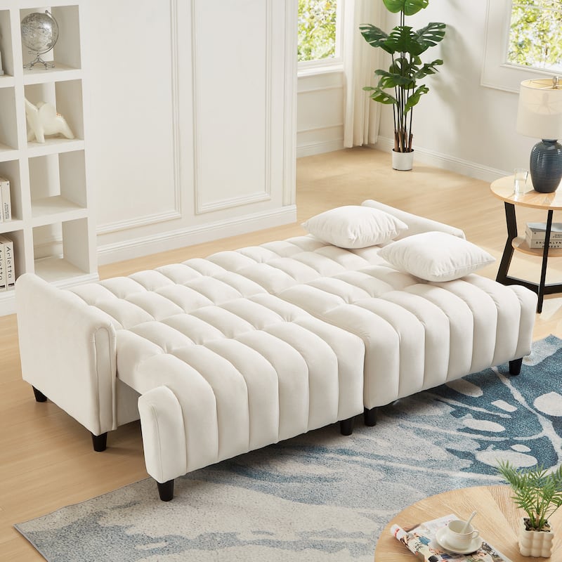 Futon Couch Sofa Bed with Pillows, Convertible Sleeper Sofa with Adjustable Backrest, Loveseat Sleeper Daybed