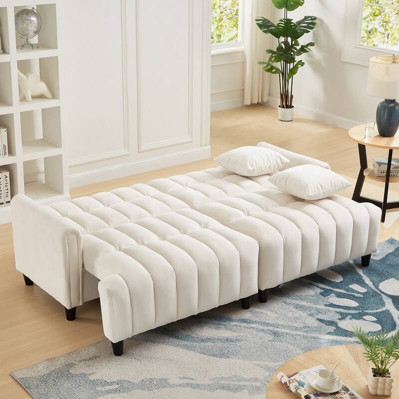 Sofa Bed with 2 Hidden Storage Bags, Multi-Functional Sleeper Sofa Loveseat with Adjustable Backrest
