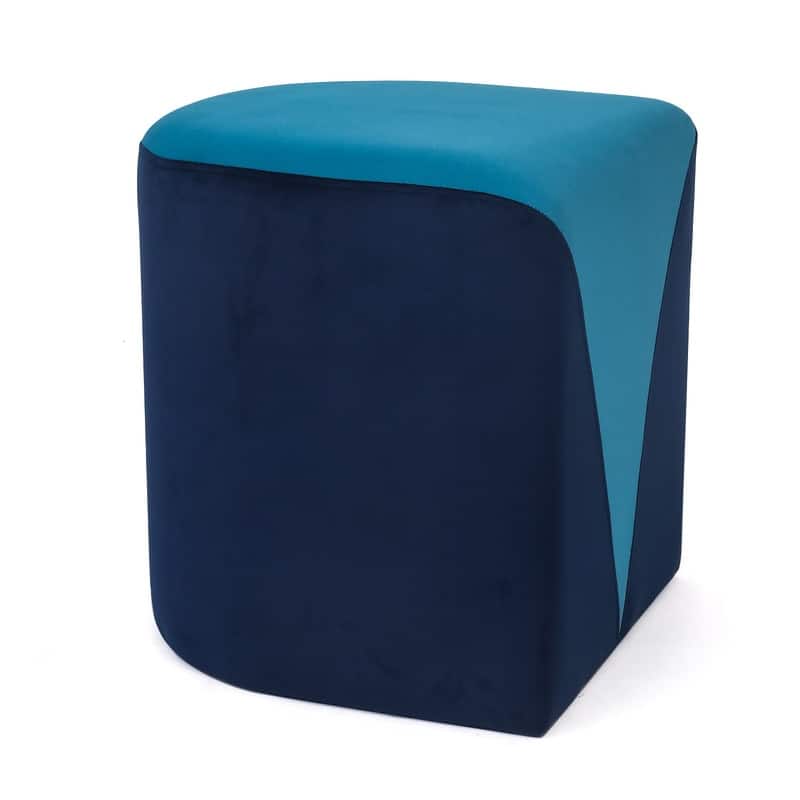 Adeco Modern Round Velvet Ottoman Foot Rest Stool Upholstered Footstool