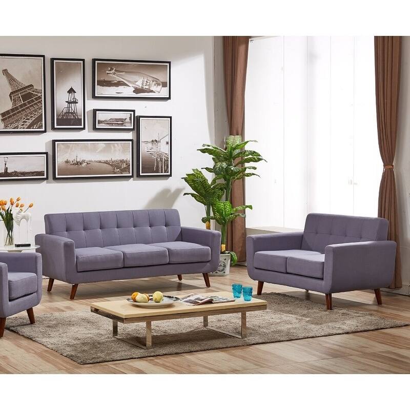US Pride Furniture Grace Rainbeau Tufted Upholstered Living Room Sofa and Loveseat (Set of 2)