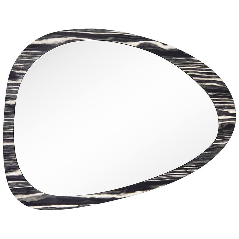 Contour Harmony Wall Mirror, 35"x27" Irregular Mirror on an Exotica Stained Veneer Frame - 35"x 27"x0.6"