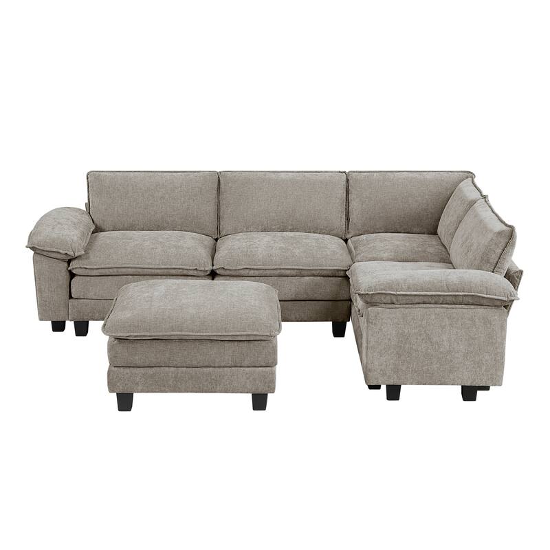 Fremont & Park Terra Chenille 5-Piece Modular Sectional Sofa - Ottoman