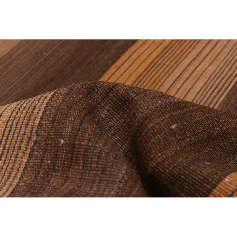 ECARPETGALLERY Flat-Weave Boho Brown Wool Kilim - 9'0 x 11'11