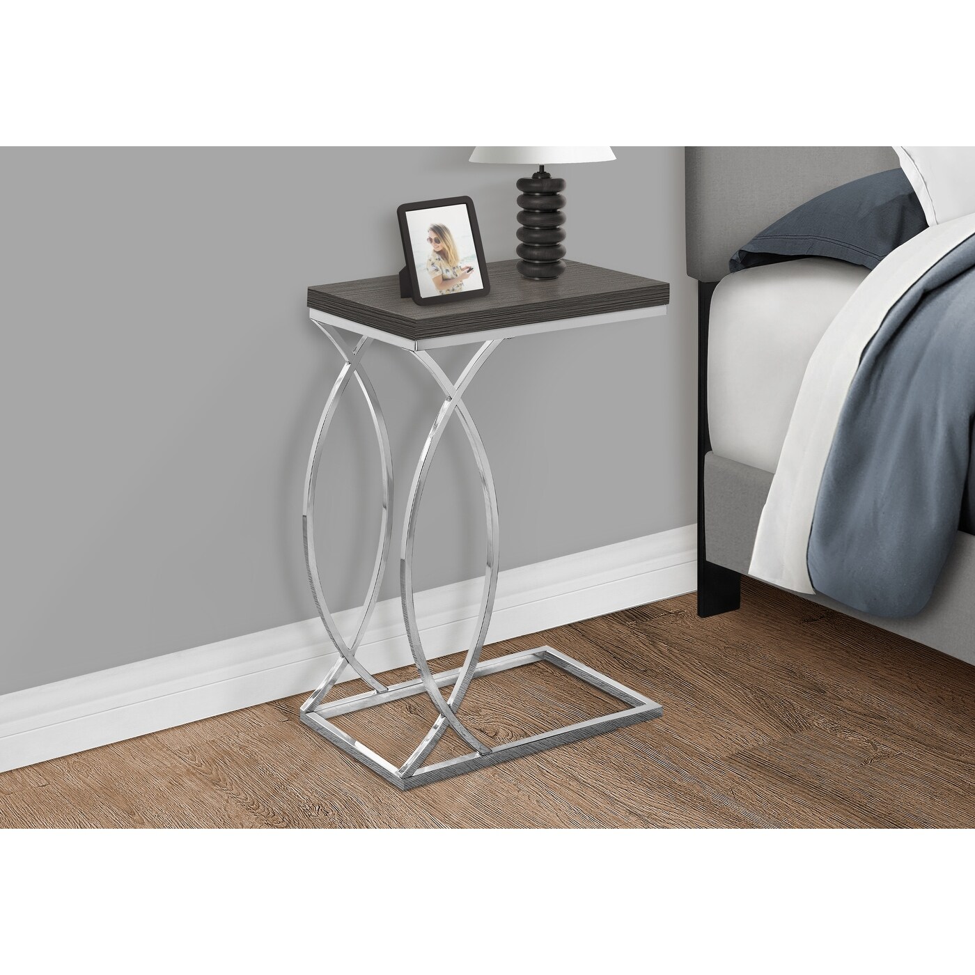 Chrome c store shaped side table
