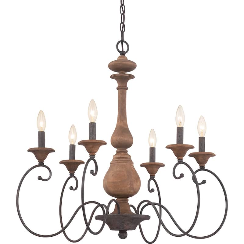 Auburn 6-Light Chandelier in Rustic Black