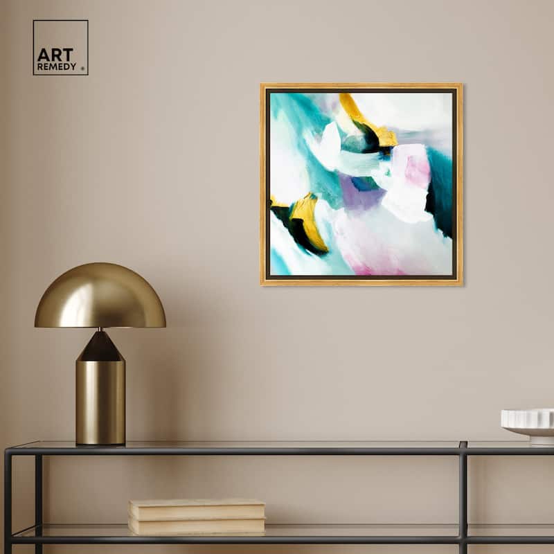 Art Remedy Still Violas Framed Blue Abstract 1 Piece Canvas Wall Art