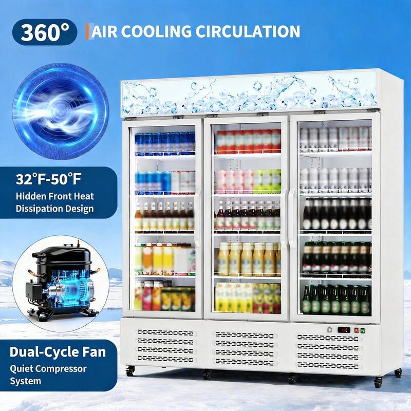 3 Glass Door Display Refrigerator, with 360° Circulation Cooling