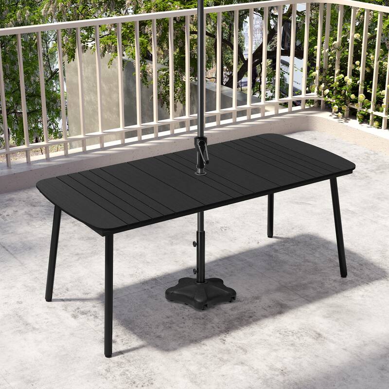 Pellebant Patio Dining Table Rectangular Aluminum Outdoor Table - Black - 70.9 inches