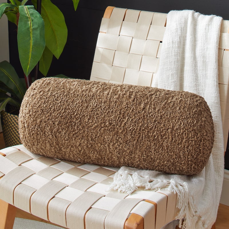 Sorra Home Indoor Soft-Textured Round Bolster Pillow - 16 in x 6 in x 6 in - Zazzle Taupe