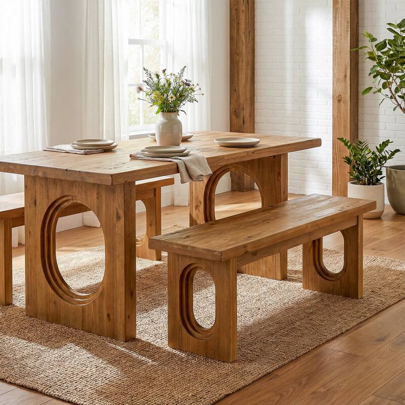 43.3 Inch Solid Wood Dining Bench - 43.31" L x 13.78" W x 17.72" H