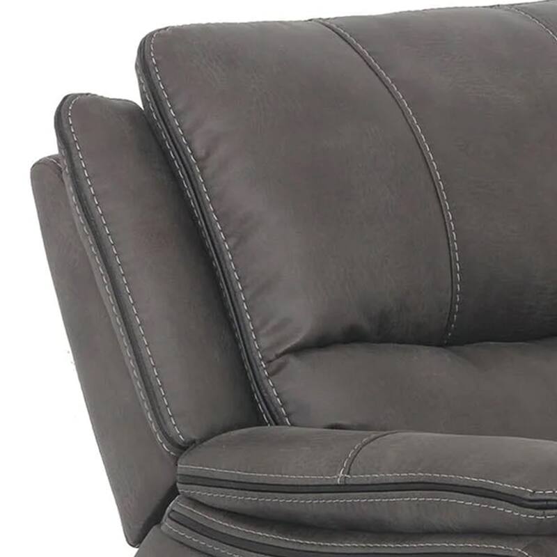 Heny Manual Glider Recliner Chair, Plush Dark Gray Pillow Top Arms