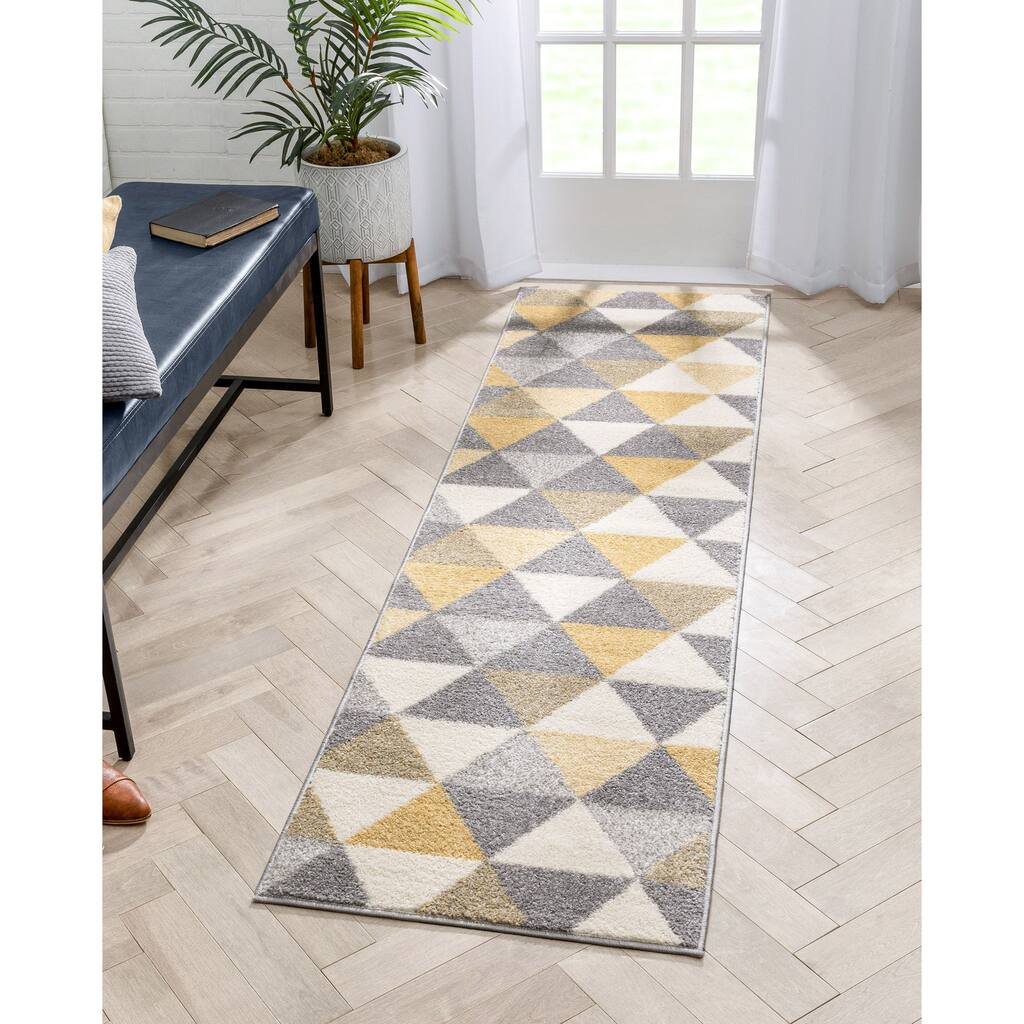 Well Woven Modern Geometric Squares Black Runner Rug - 2' x 7'3 ...