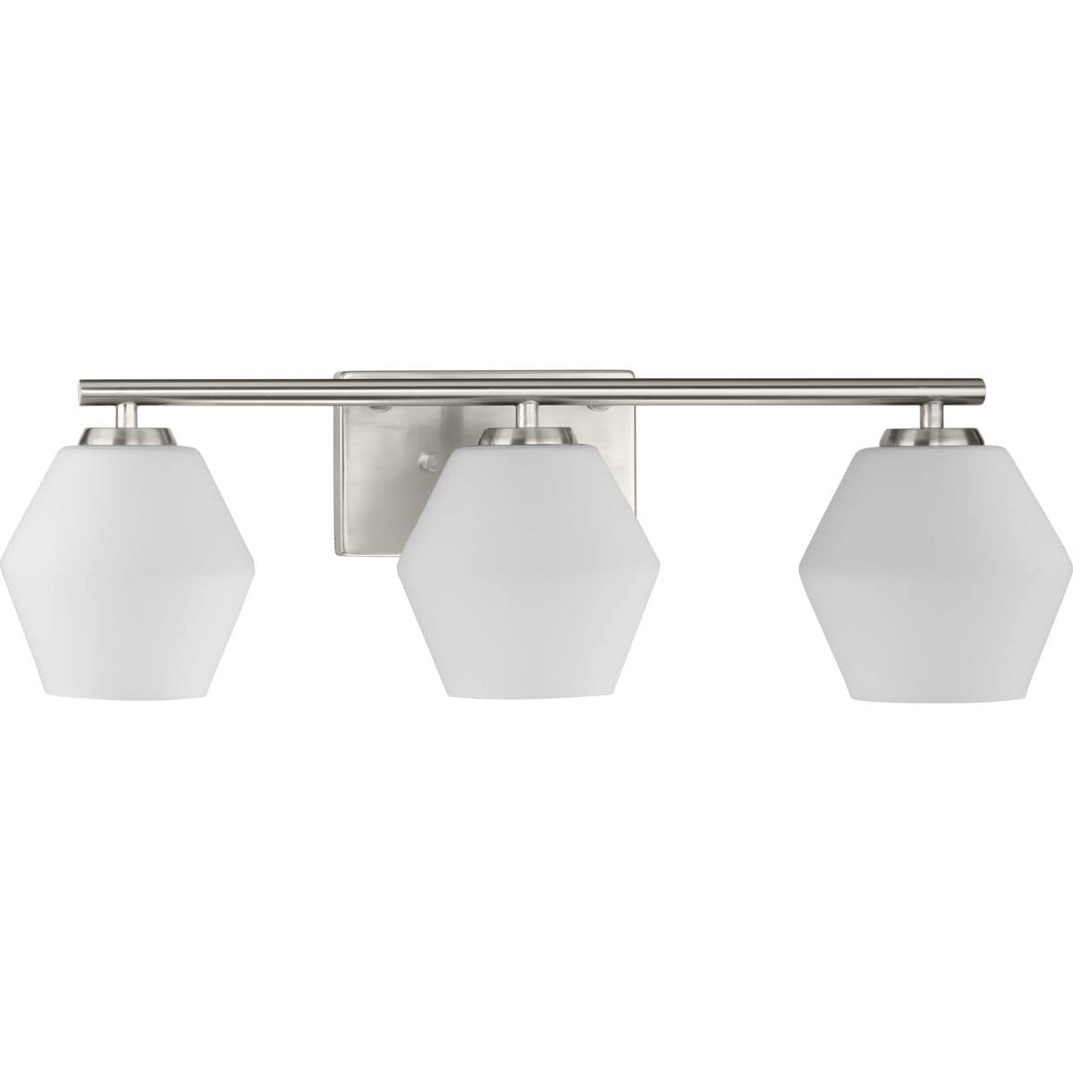 Progress Lighting Copeland Collection Three-Light Brushed Nickel Vanity Mid-Century Modern Vanity Light - 24 in x 7 in x 7.5 in
