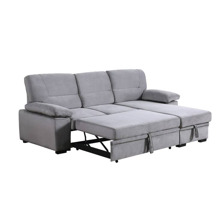 Kipling Velvet Reversible Sleeper Sectional Sofa Chaise