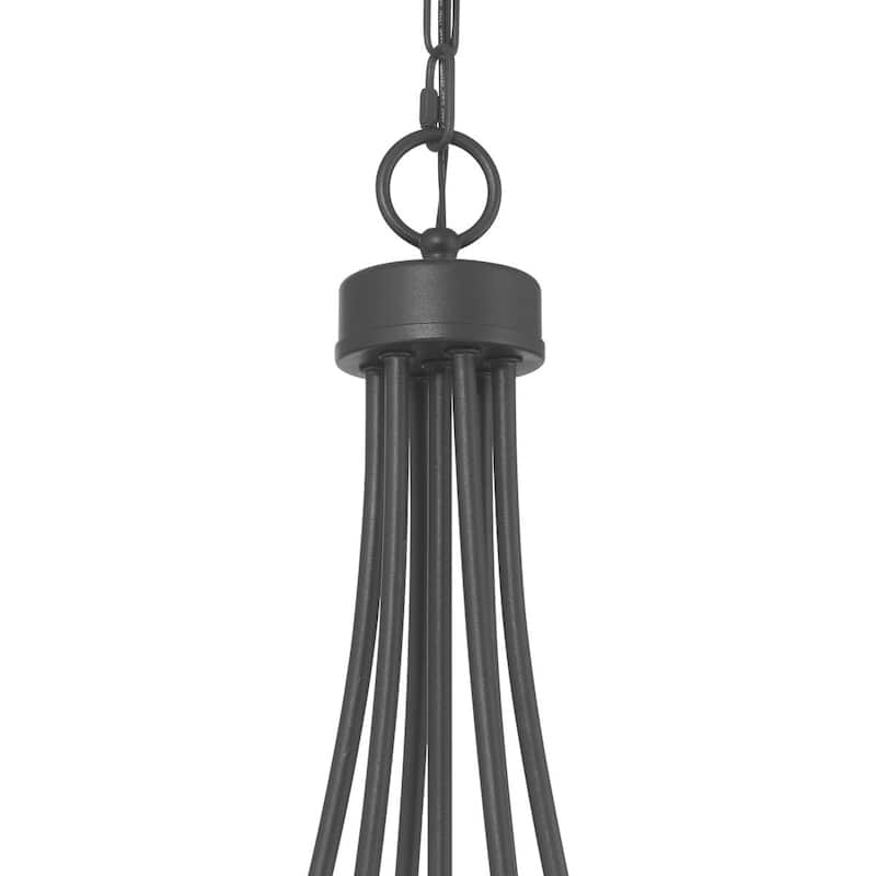 Acroma 6 - Light Steel Dimmable Candle Style Wagon Wheel Chandelier, Bead Chandelier