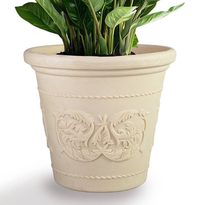 Arabella Outdoor Flower Pot Planter - Beige - 20-Inch - 2-Pack
