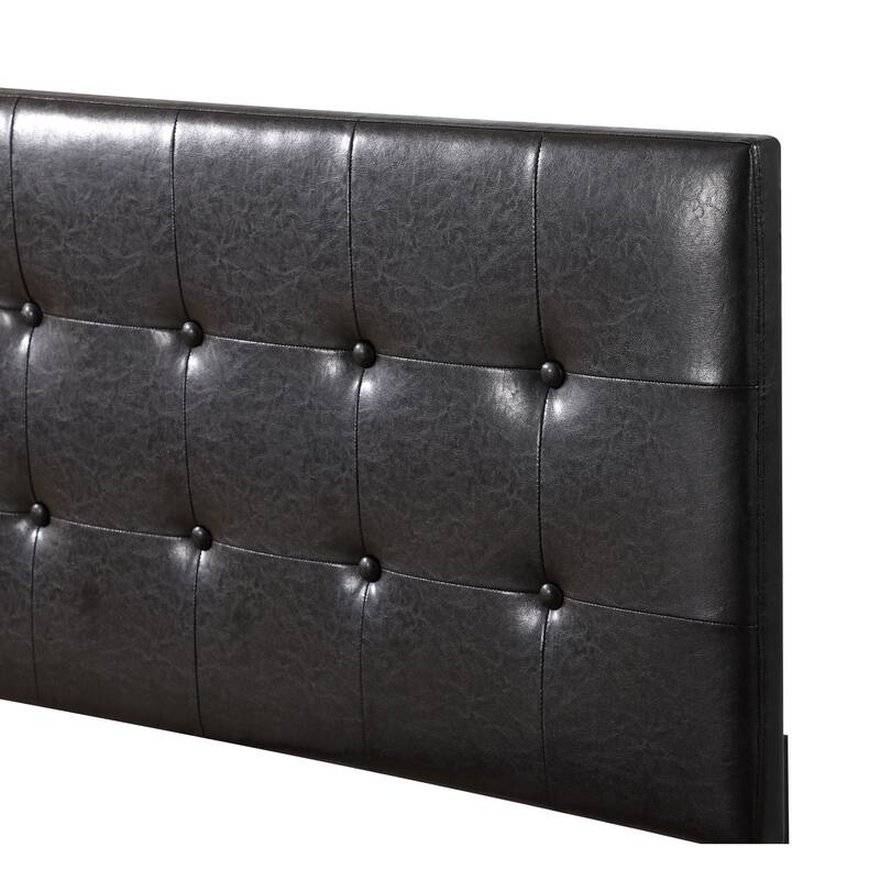 Solid Button Tufted Twin Panel Bed - 77" - Black