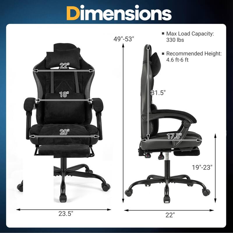 Gymax Gaming Chair w/Headrest Lumbar Support Linkage Armrests