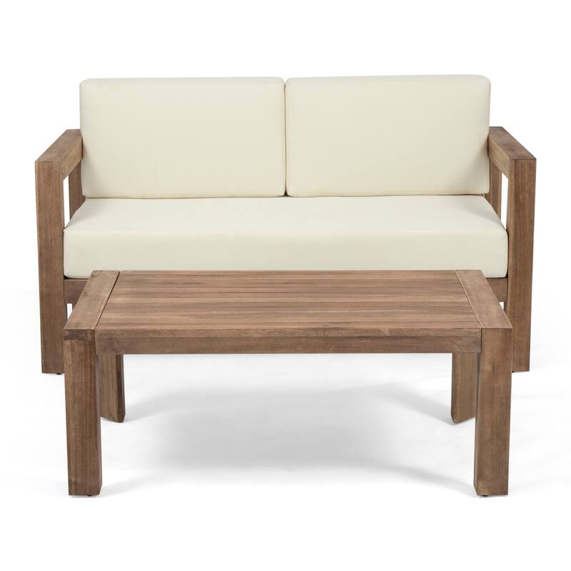 Outdoor Wood Frame Conversation Sofa Set of 2
