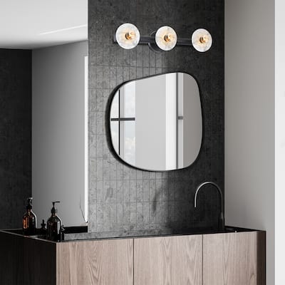 Fina 24.75 in. 3-Light Matte Black Vanity Wall Light with Natural Marble for Bathrooms - 5