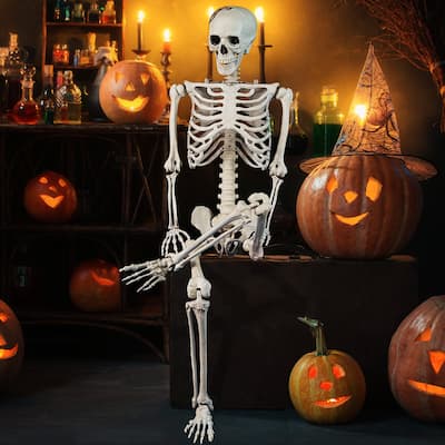 5.4 FT Halloween Life Size Skeleton Realistic Plastic Skeleton Décor