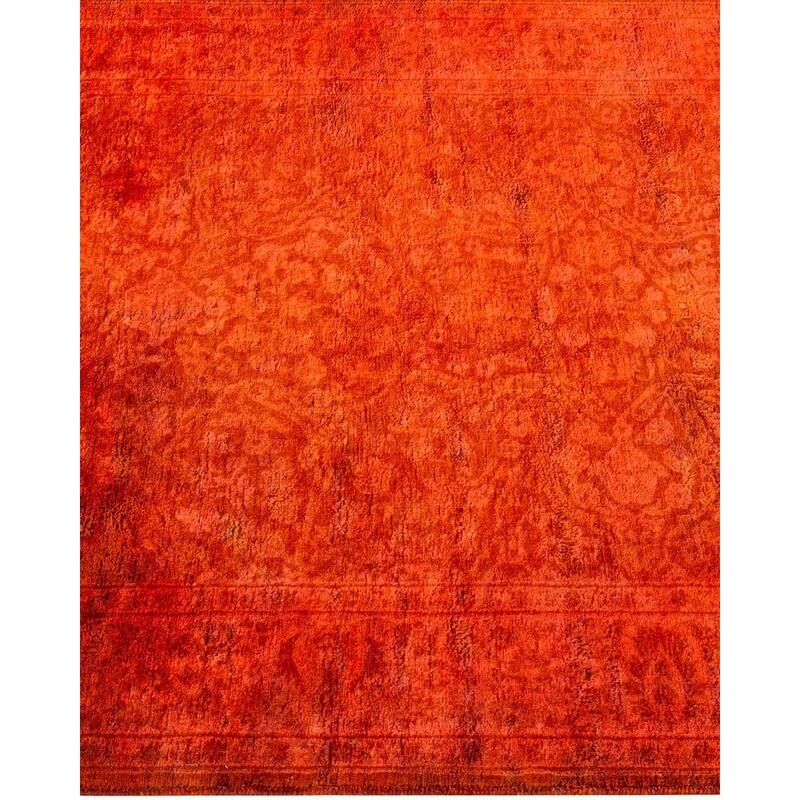 Overton Hand Knotted Wool Vintage Inspired Modern Contemporary Overdyed Orange Area Rug - 3' 1" x 13' 0"