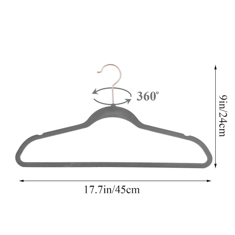 VECELO Mackaylee Velvet Hangers, Non Slip Standard Clothes Hanger Set, Heavy Duty Ivory Hangers(30/50/60/100 Pack)