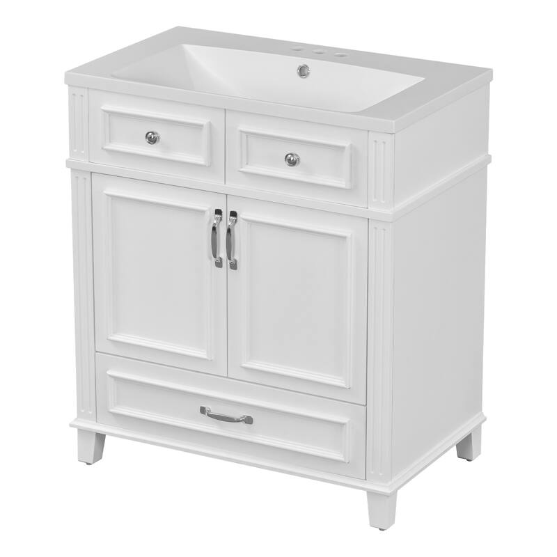 30-Inch Blue Modern Bathroom Vanity with Resin Sink, Soft-Close Doors & Multi-Purpose Storage Cabinet