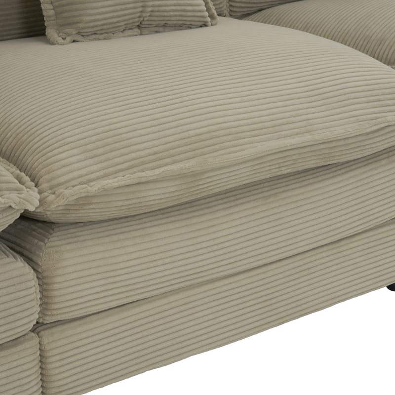 112.6" Corduroy Upholstered U-Shaped Modular Sectional Sofa with Side Storage Pockets