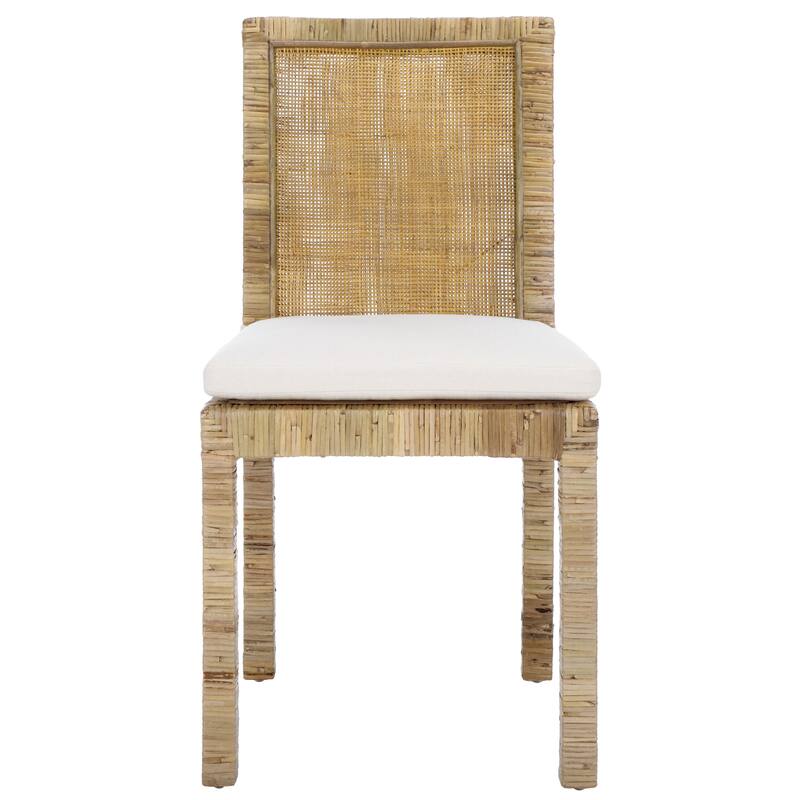 SAFAVIEH Jessye Cane Dining Room Chair with Cushion (Set of 2) - 21.7" W x 18.1" L x 38.6" H - 22"W x 18"D x 35"H