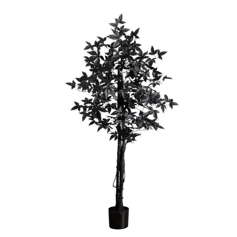 5-ft Artificial Halloween Black Maple Tree with Natural Trunk
