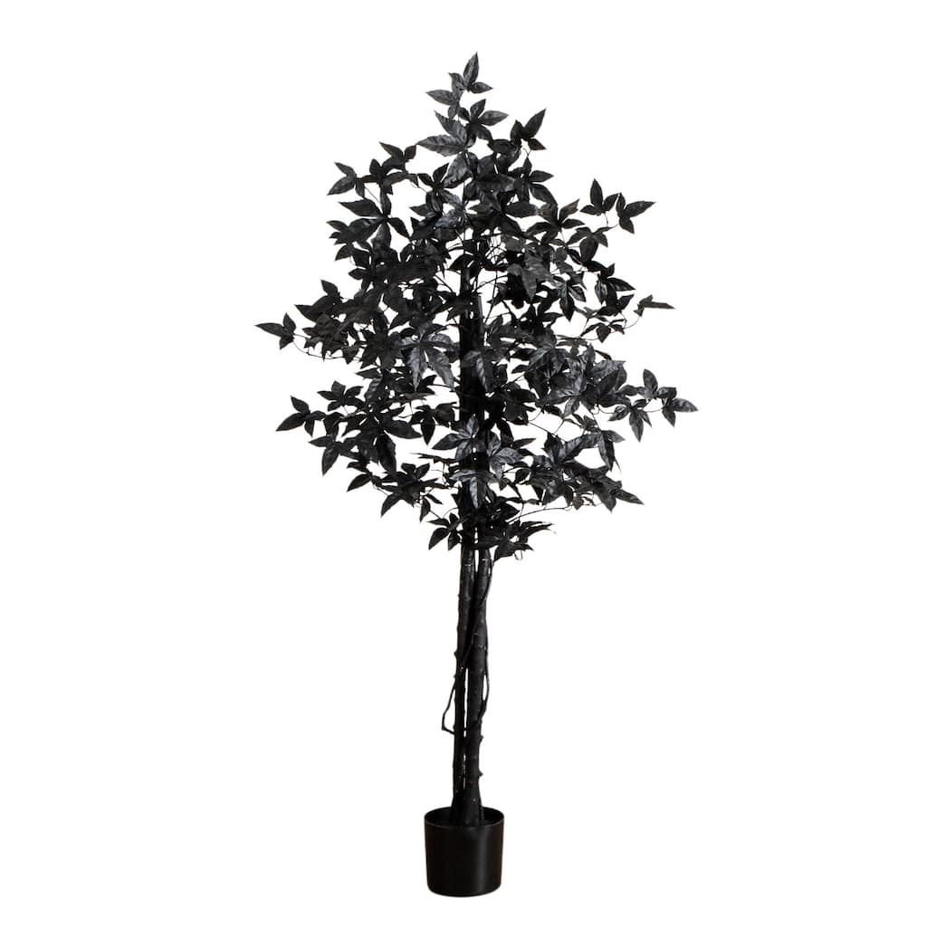 5-ft Artificial Halloween Black Maple Tree with Natural Trunk