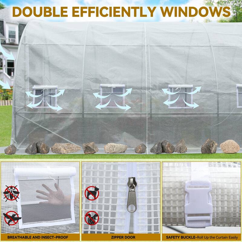 Heavy-duty 26'x10'x7' Greenhouses Large Walk-in Green House Tunnel - 10 X 26