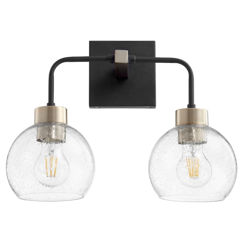 Quorum International Lacy 2 Light 15" Wide Bathroom Vanity Light - Noir / Aged Brass